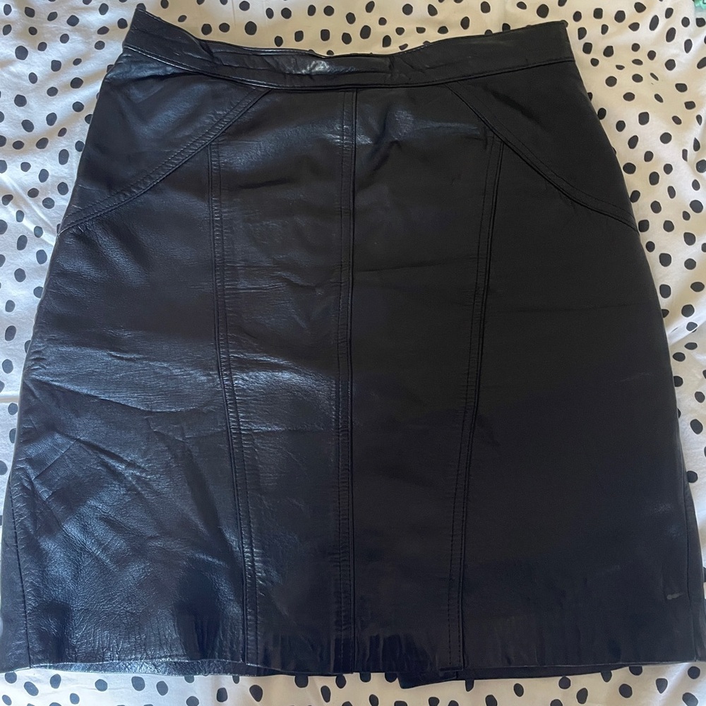 Elegant vintage  Black Leather Skirt